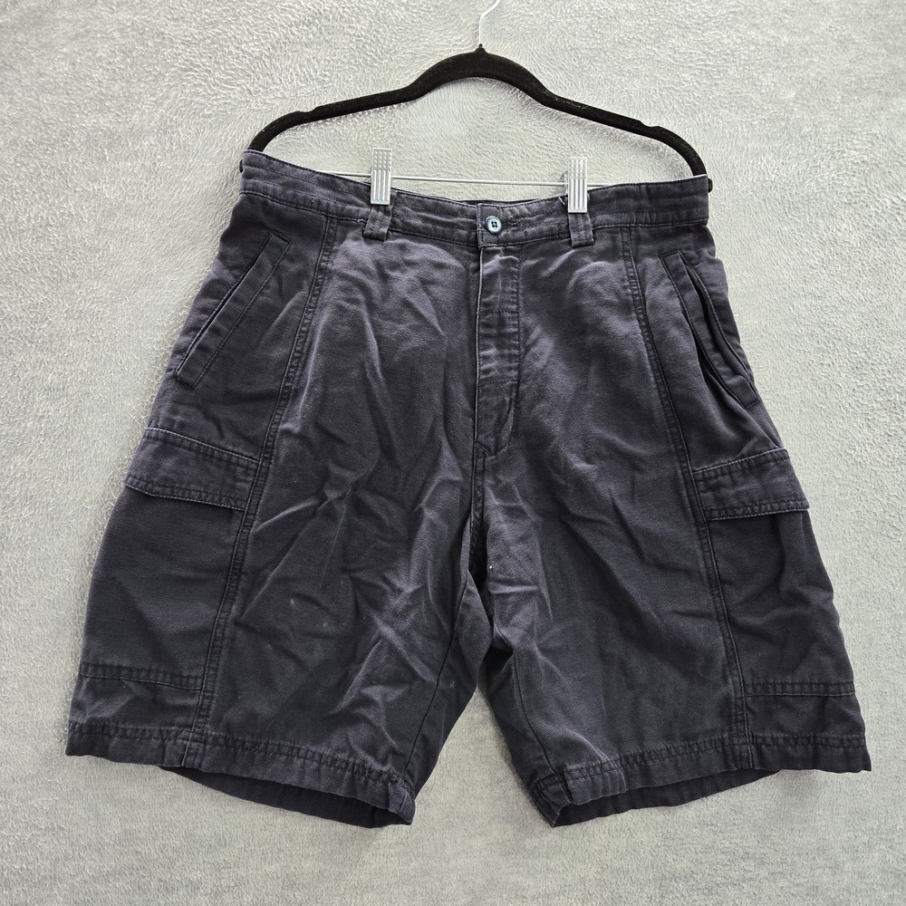 Tommy Bahama Men Shorts 33 Blue Cargo Button 9" Inseam Cotton Lyocell Tencel‎